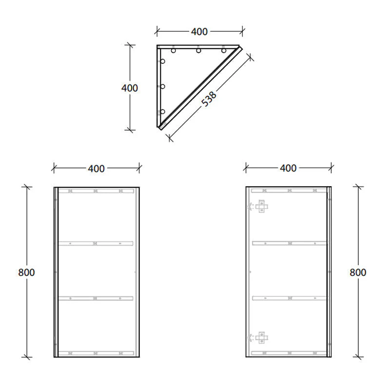 ADP Glacier Corner Shaving Cabinet 540mm - Image 3