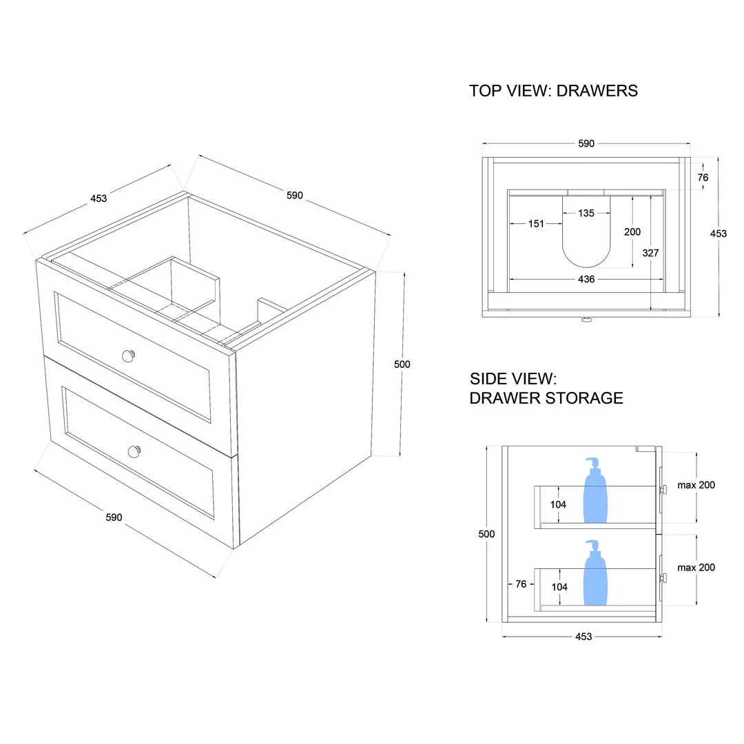 Linsol Heritage Shaker Wall Hung Vanity - French Navy - Image 11