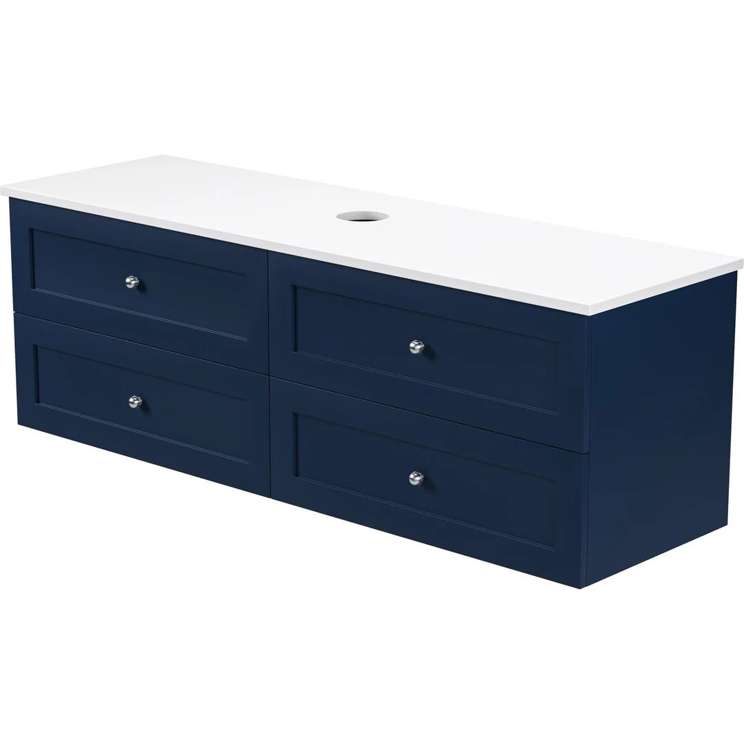 Linsol Heritage Shaker Wall Hung Vanity - French Navy - Image 7