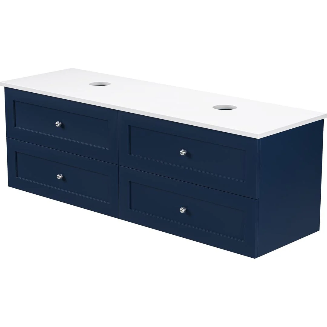 Linsol Heritage Shaker Wall Hung Vanity - French Navy - Image 8