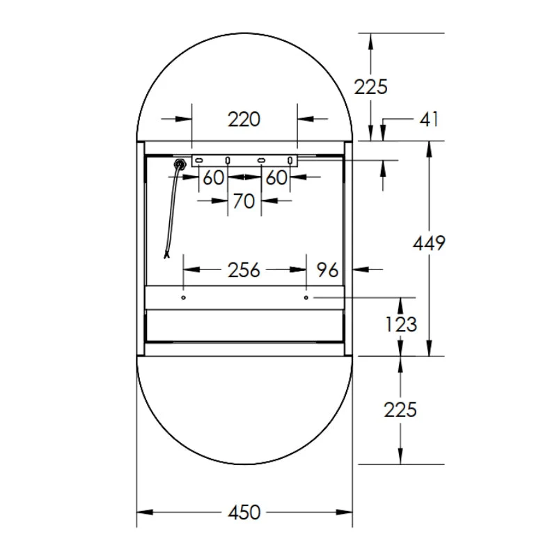 Remer Capsule 450mm Pill Shaving Cabinet with LED Light & Demister - Image 5