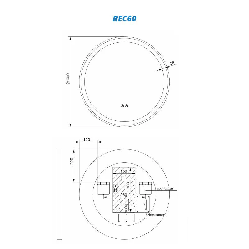 Remer Eclipse LED Mirror With Demister Pad & Light Colour Switch - Image 9