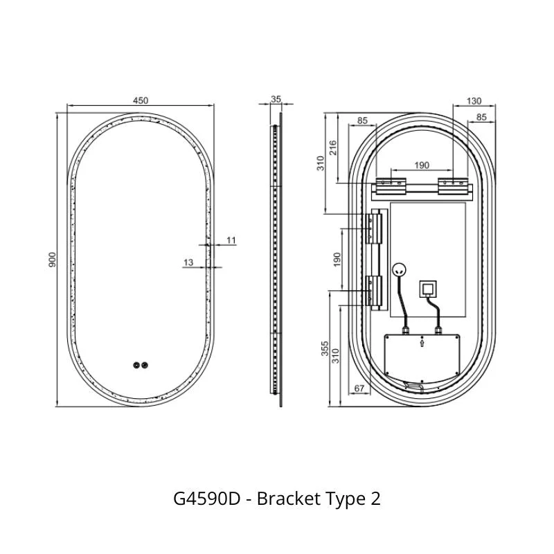 Remer Gatsby 450mm LED Mirror with Demister - Image 10