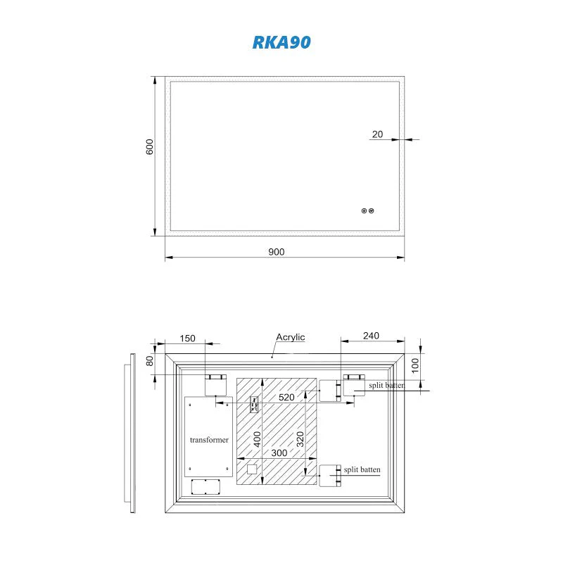 Remer Kara LED Mirror with Demister and Light Colour Switch - Image 7
