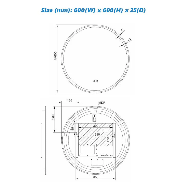 Remer Sphere LED Mirror with Demister, Bluetooth Speaker  & Light Colour Switch - Image 9