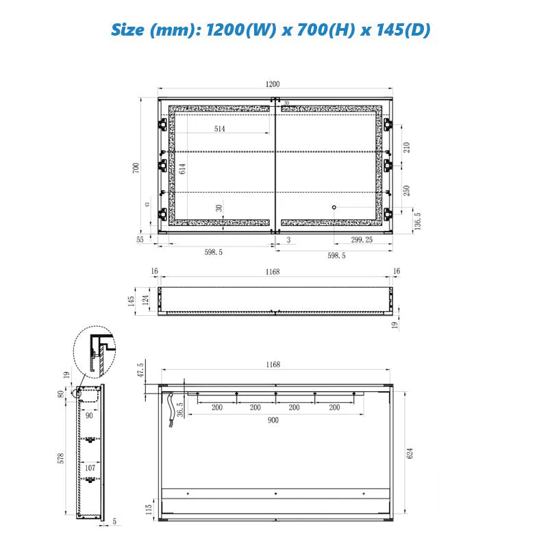 Remer Vera Shaving Cabinet with Frontlit LED Light - Image 10
