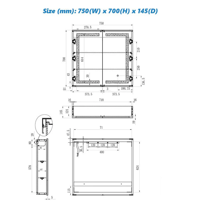 Remer Vera Shaving Cabinet with Frontlit LED Light - Image 8