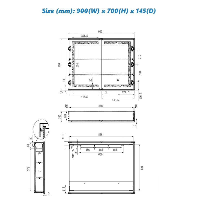 Remer Vera Shaving Cabinet with Frontlit LED Light - Image 9